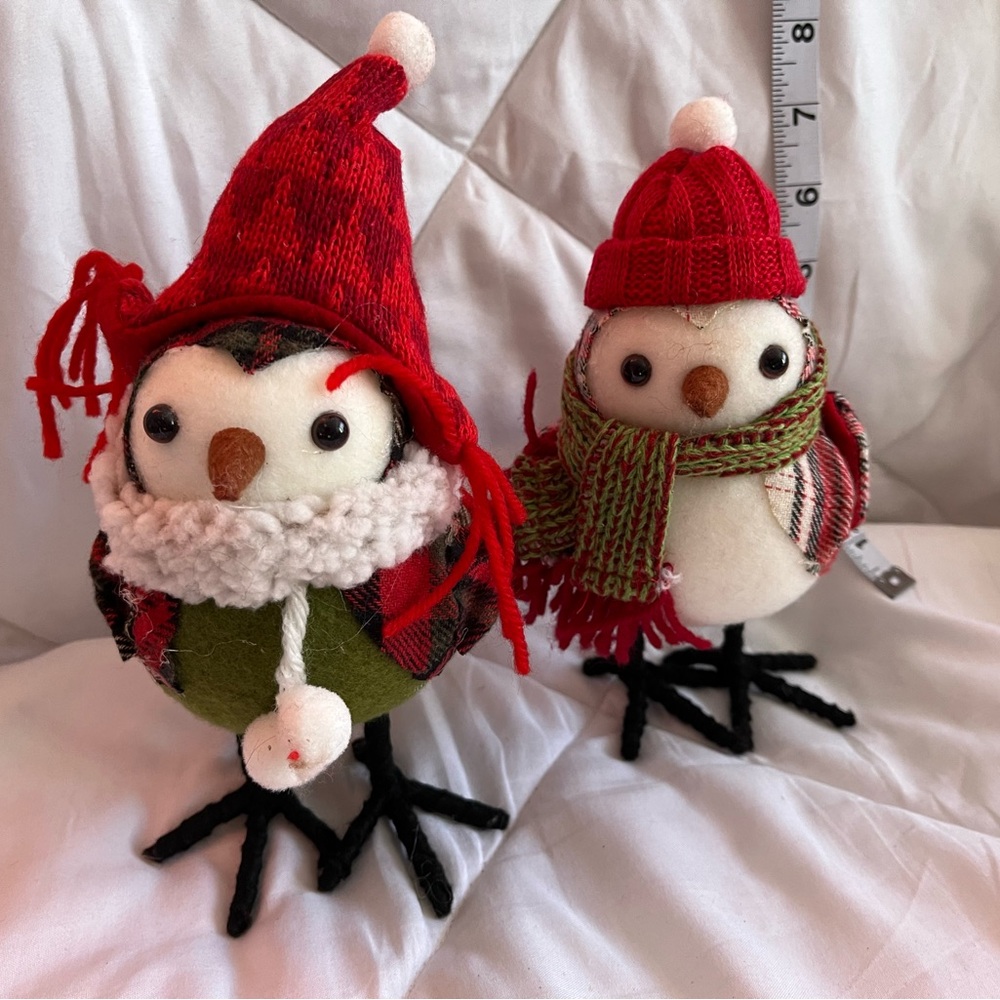 Festive Red and Green Holiday Owl Decor